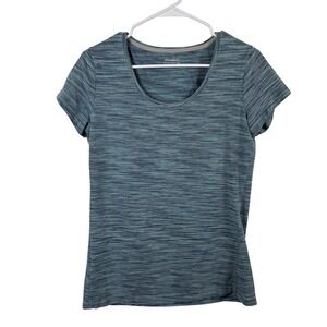 Eddie Bauer T-Shirt Womens M Blue Space Dye Scoop-Neck Cotton Blend Stretchy